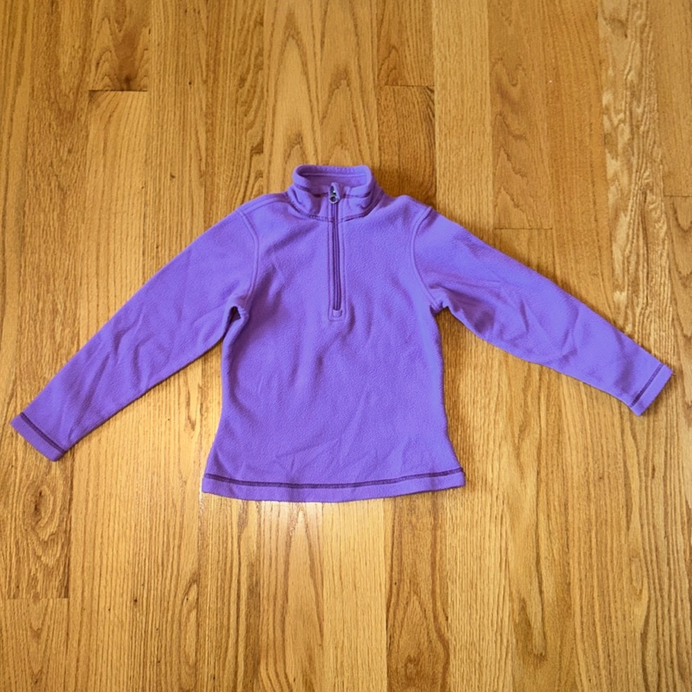 Land’s End purple fleece quarter zip, size kids M (5-6)